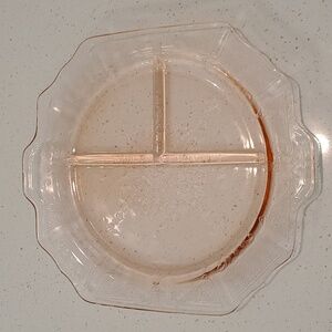 Anchor Hocking Princess Pink Handled Grill Plate Depression Glass